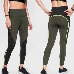 Athleta Spar green & black colorblock 7/8 athletic leggings size small